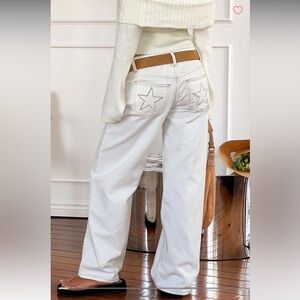Beginning Boutique Clara White Star Embroidered Jeans